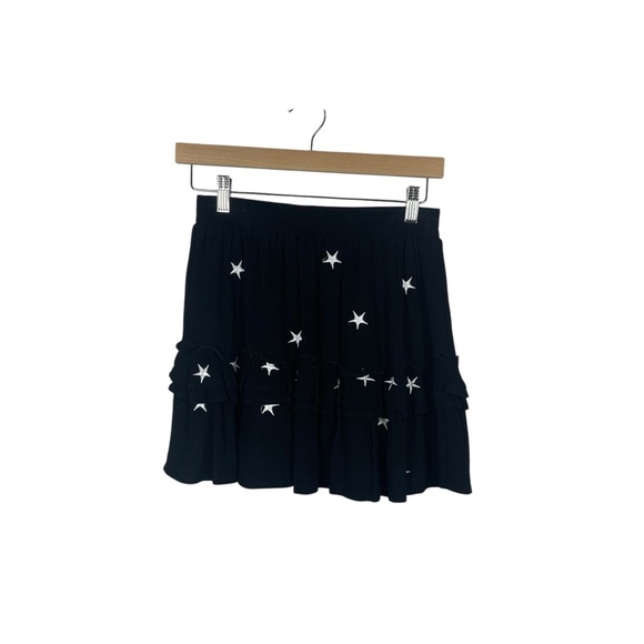 Storia Women’s Ruffle Tiered Embroidered Star Skirt in Black/White Size S - Picture 8 of 9